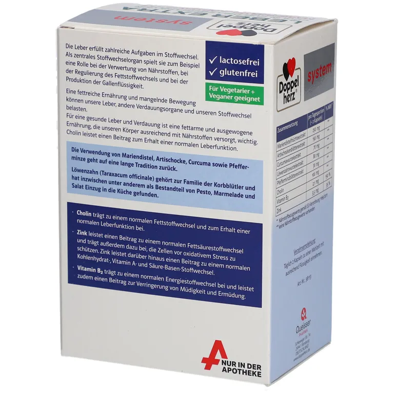 Shopapotheke Doppelherz Leber Extra Kapseln Mit Cholin Zink Und Pflanzenextrakten