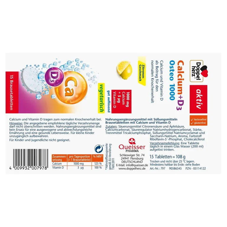 Shopapotheke Doppelherz® Aktiv Calcium + D3 Osteo 1000 Brausetabletten