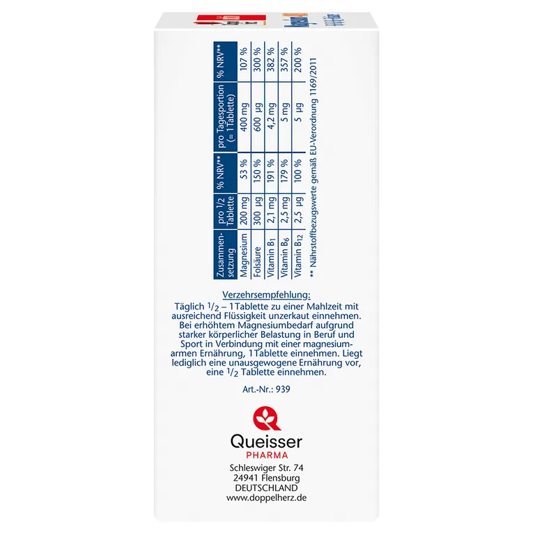 Shopapotheke Doppelherz® Aktiv Magnesium 400 + B1 + B6 + B12 + Folsäure Tabletten