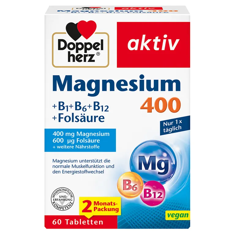 shopapotheke Doppelherz® aktiv Magnesium 400 + B1 + B6 + B12 + Folsäure Tabletten