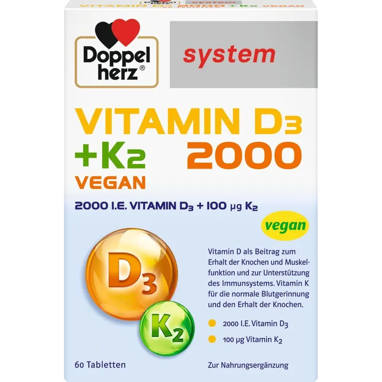 shopapotheke Doppelherz® system Vitamin D3 + K2 2000 Vegan