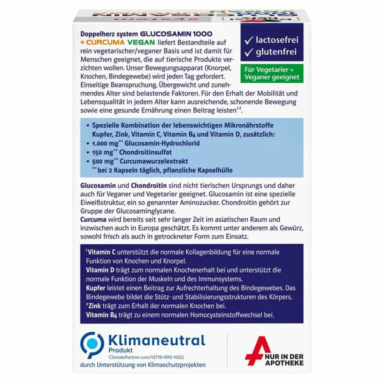 Shopapotheke Doppelherz System GLUCOSAMIN 1000 + CURCUMA VEGAN