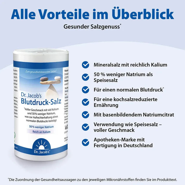 Shopapotheke Dr. Jacob's Blutdruck-Salz Kalium Magnesium Citrate Salzersatz