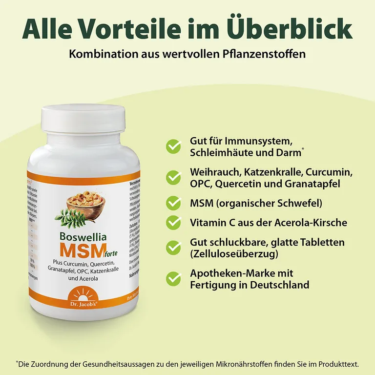 Shopapotheke Dr. Jacob's Boswellia MSM Forte Weihrauch Curcumin Quercetin Granatapfel OPC