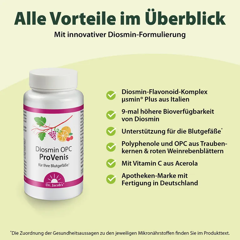 Shopapotheke Dr. Jacob's Diosmin OPC ProVenis Polyphenole Weinrebenblätter Acerola-Vitamin C