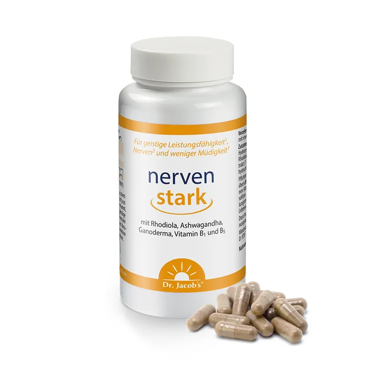 Shopapotheke Dr. Jacob's Nervenstark – Rosenwurz (Rhodiola) Ashwaganda Reishi-Pilz Vitamin B1