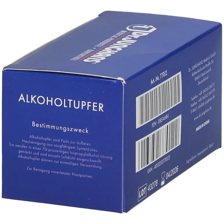 Shopapotheke Dr. Junghans® Alkoholtupfer 3 X 6cm Steril
