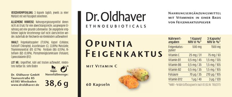 Shopapotheke Dr. Oldhaver Opuntia Feigenkaktus Kapseln