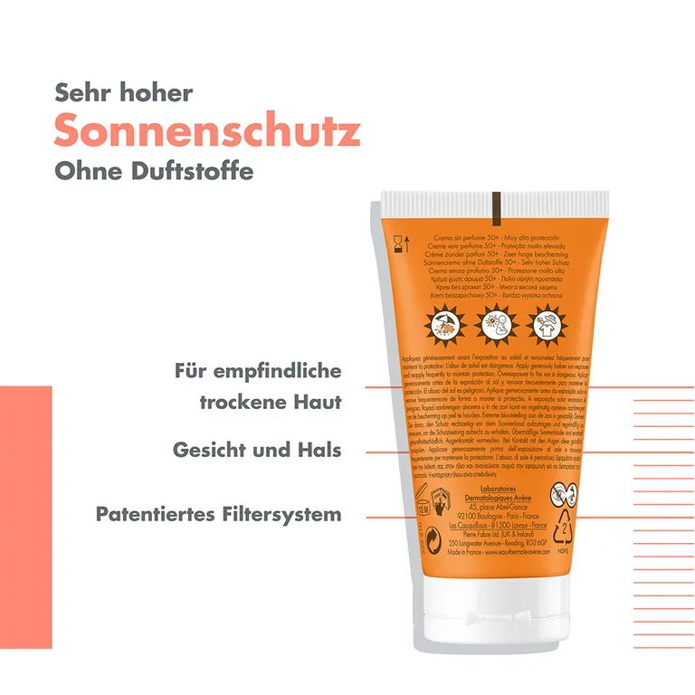 Shopapotheke Eau Thermale Avène – Sonnencreme SPF 50+ Ohne Duftstoffe + Avène After Sun Repairlotion 50ml GRATIS