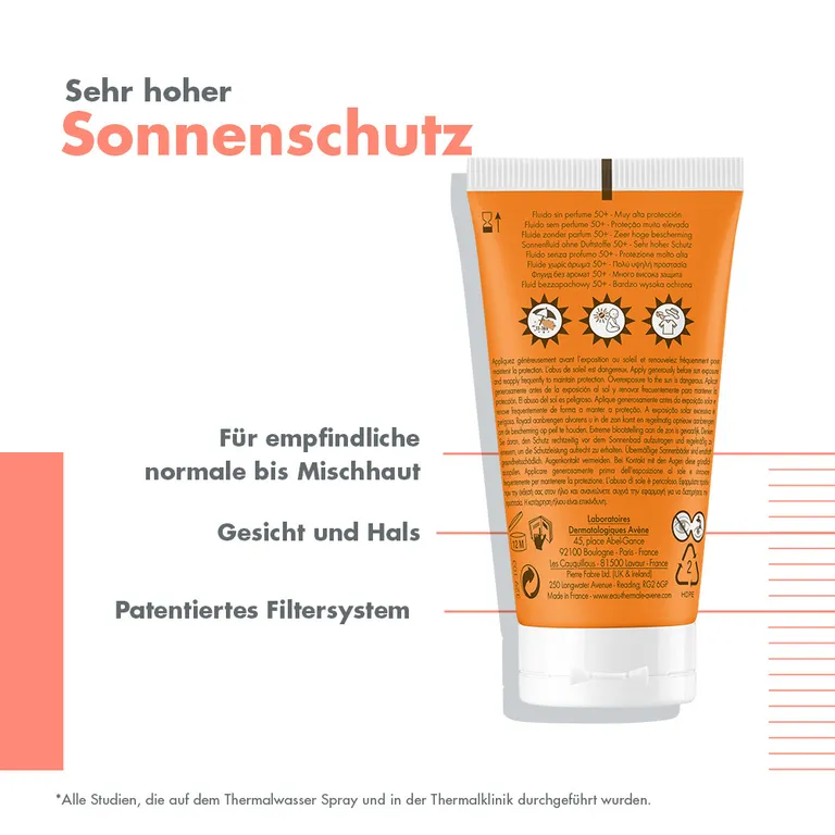 Shopapotheke Eau Thermale Avène – Sonnenfluid SPF 50+ Ohne Duftstoffe