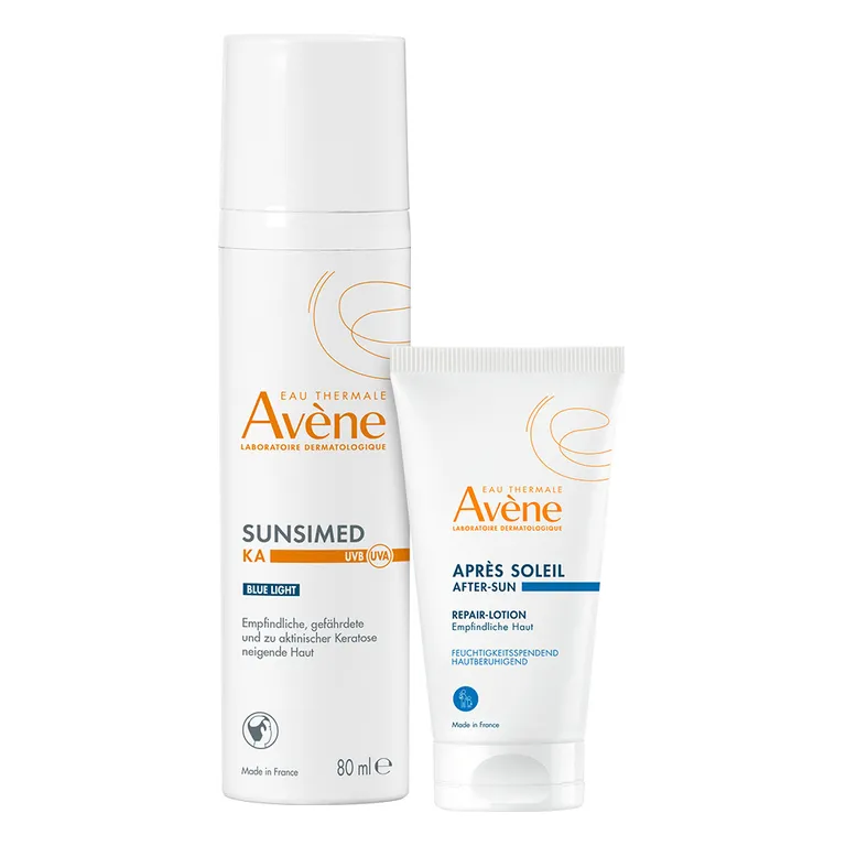shopapotheke Eau Thermale Avène – Sunsimed KA: Medizinischer Sonnenschutz zur Prävention von aktinischer Keratose und hellem Hautkrebs + Avène After Sun Repairlotion 50ml GRATIS