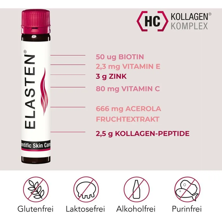 Shopapotheke ELASTEN® Kollagen Trinkampullen Für Schöne Haut – Das Studiengeprüfte Original Mit Acerola Vitamin C Zink Biotin