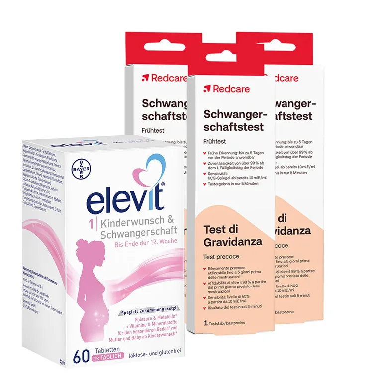 shopapotheke elevit® 1 Kinderwunsch & Schwangerschaft und 3 RedCare Schwangerschaftstest - Frühtest