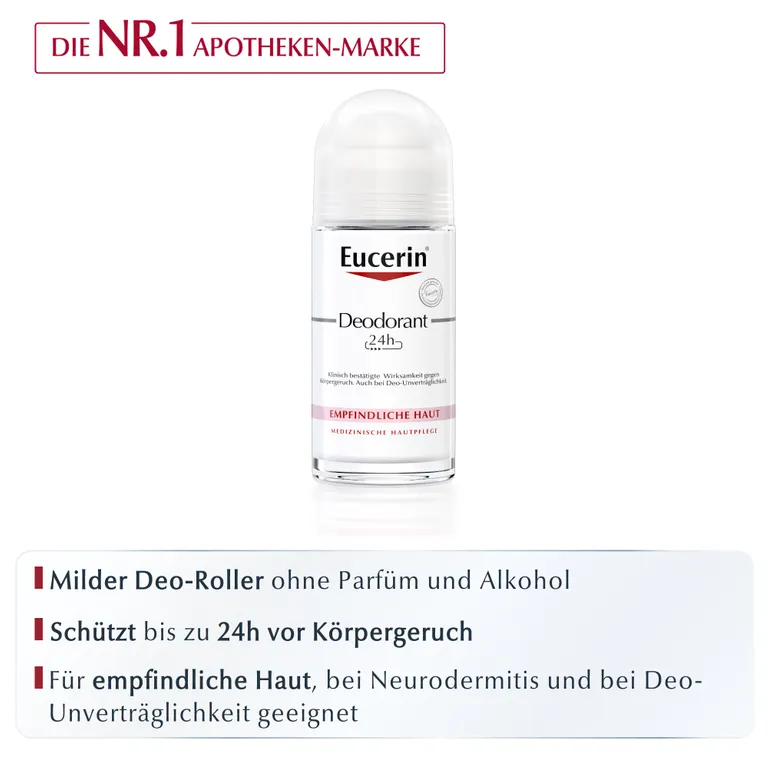 Shopapotheke Eucerin Deodorant Empfindliche Haut 24h Roll-on – Deo Roller Schützt Empfindliche Haut Vor Körpergeruch - Jetzt 20% Sparen Mit Code "eucerin20" + Eucerin AtopiControl Hydro-Lotion 20ml GRATIS
