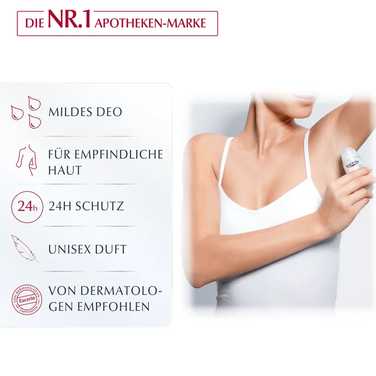 Shopapotheke Eucerin Deodorant Empfindliche Haut 24h Roll-on – Deo Roller Schützt Empfindliche Haut Vor Körpergeruch - Jetzt 20% Sparen Mit Code "eucerin20" + Eucerin AtopiControl Hydro-Lotion 20ml GRATIS