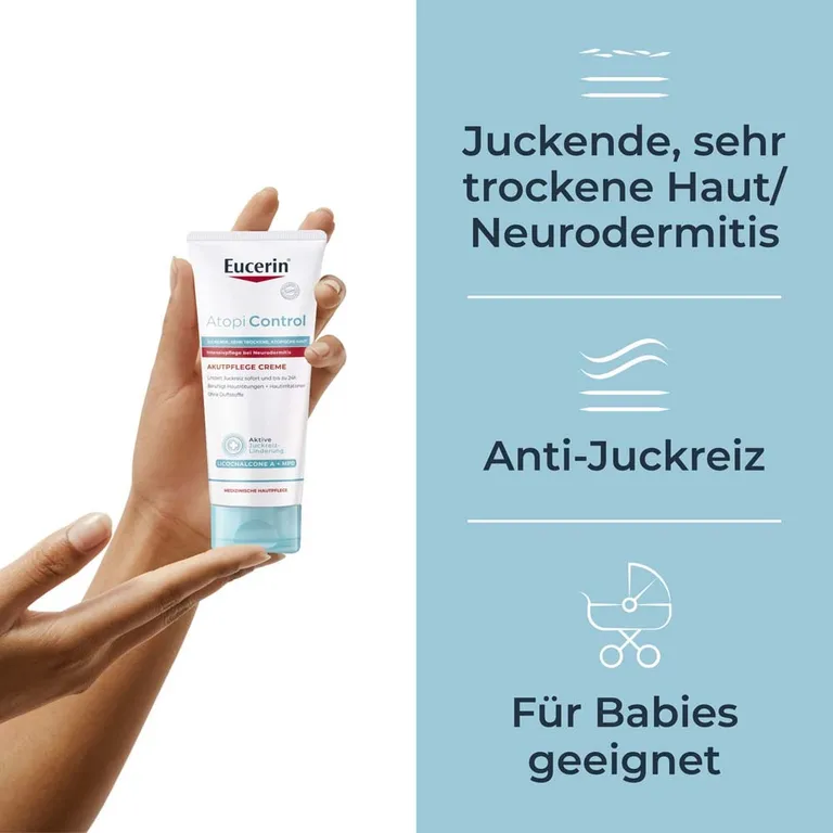 Shopapotheke Eucerin® AtopiControl Akutpflege Creme Hilft Wirksam Bei Akuten Neurodermitisschüben Gegen Juckreiz Hautrötungen Und Entzündungen - Jetzt 20% Sparen Mit Code "eucerin20" + Eucerin AtopiControl Hydro-Lotion 20ml