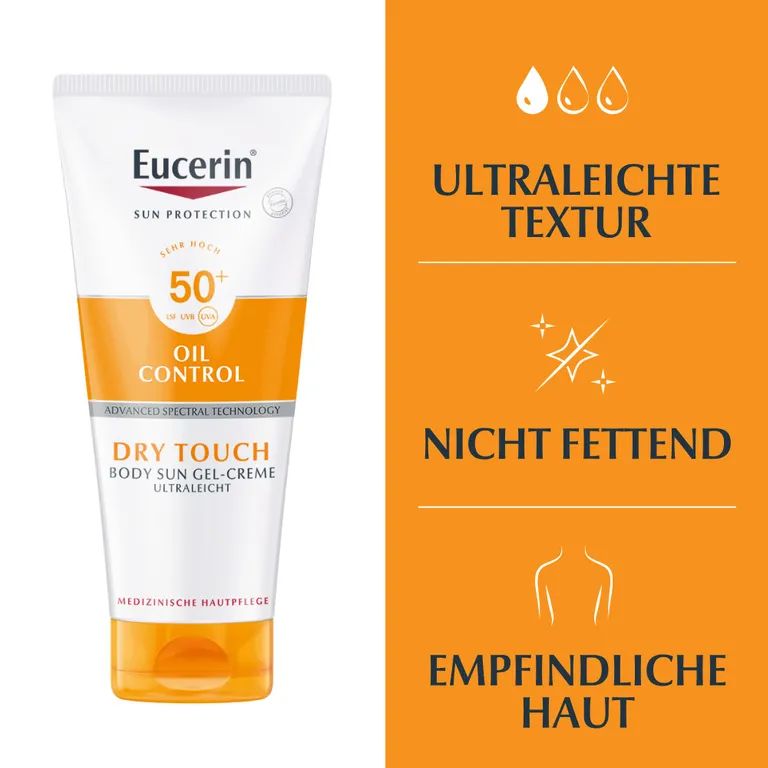 Shopapotheke Eucerin® Oil Control Body Sun Dry Touch Gel-Creme LSF 50+ – Sehr Hoher Sonnenschutz Mit Ultra Leichter Textur Anti-Sand Effekt Und Anti-Glanz Effekt - Jetzt 20% Sparen Mit Code "eucerin20" + Eucerin Oil Control F