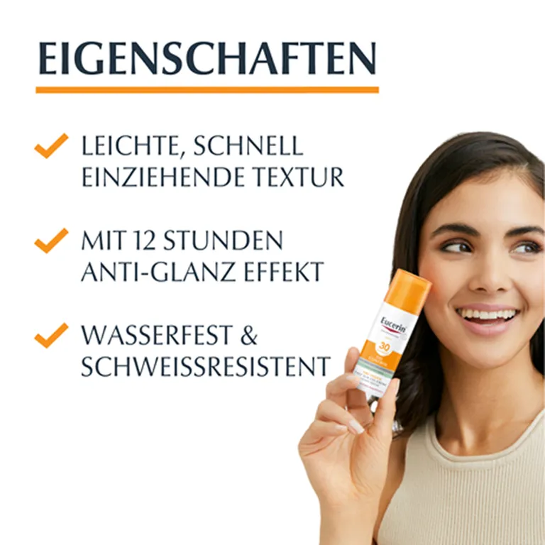 Shopapotheke Eucerin® Oil Control Face Sun Gel-Creme LSF 30 – Hoher Sonnenschutz Mit 8 Stunden Anti-Glanz Effekt Auch Für Zu Akne Neigende Haut - Jetzt 20% Sparen Mit Code "eucerin20" + Eucerin Oil Control Face LSF50+ 20ml G