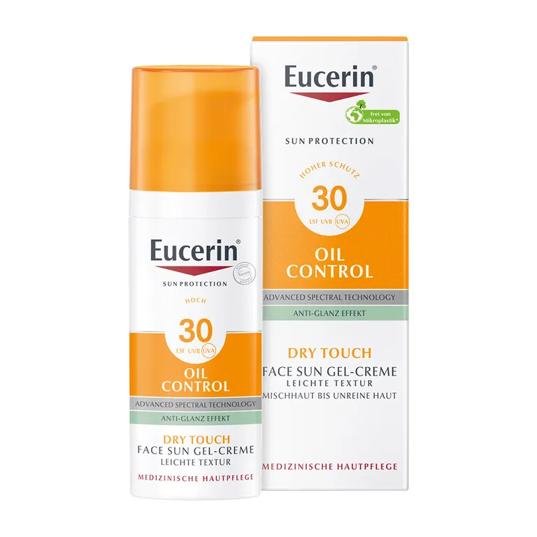 shopapotheke Eucerin® Oil Control Face Sun Gel-Creme LSF 30 – hoher Sonnenschutz mit 8 Stunden Anti-Glanz Effekt auch für zu Akne neigende Haut - Jetzt 20% sparen mit Code "eucerin20" + Eucerin Oil Control Face LSF50+ 20ml G