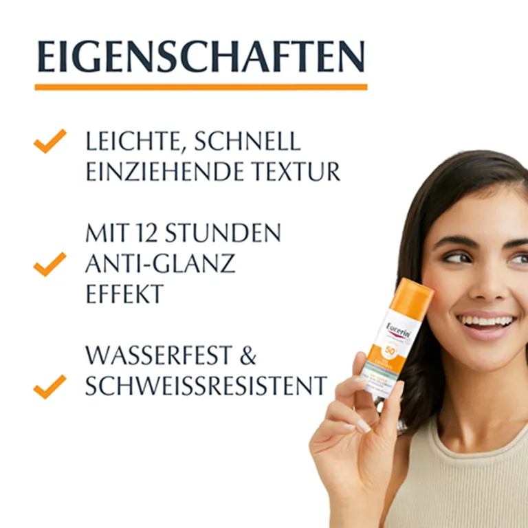 Shopapotheke Eucerin® Oil Control Face Sun Gel-Creme LSF 50+ – Sehr Hoher Sonnenschutz Mit 8 Stunden Anti-Glanz Effekt Auch Für Zu Akne Neigende Haut - Jetzt 20% Sparen Mit Code "eucerin20" + Eucerin Oil Control Face LSF50+