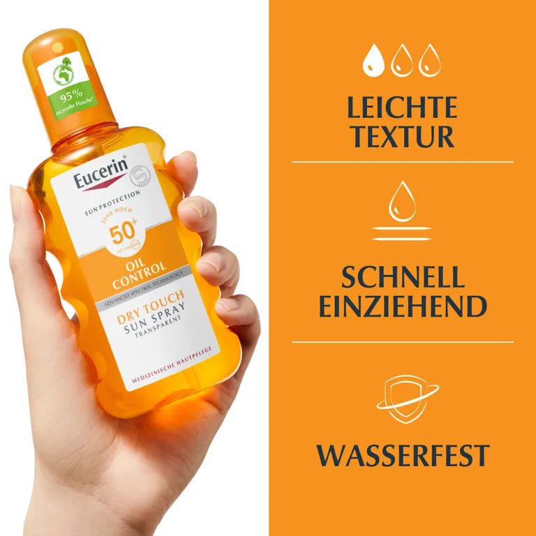 Shopapotheke Eucerin® Oil Control Sun Spray Transparent LSF 50+ – Sonnenschutzspray Mit Leichter Textur Auch Für Zu Akne Neigende Haut - Jetzt 20% Sparen Mit Code "eucerin20" + Eucerin Oil Control Face LSF50+ 20ml GRATIS