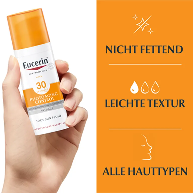 Shopapotheke Eucerin® Photoaging Control Face Sun Fluid LSF 30 – Hoher Sonnenschutz Hilft Gegen Photoaging Und Reduziert Falten Sichtbar - Jetzt 20% Sparen Mit Code "eucerin20" + Eucerin Oil Control Face LSF50+ 20ml GRATIS