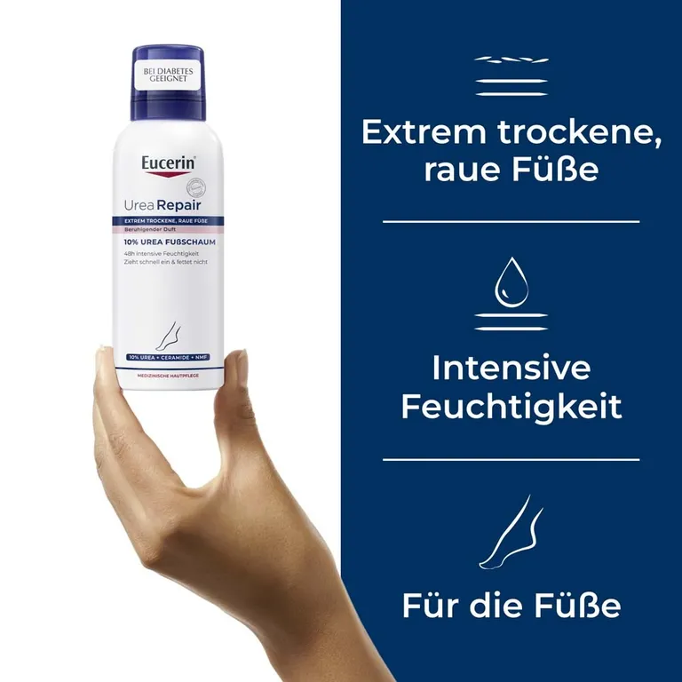 Shopapotheke Eucerin® UreaRepair 10% Urea Fußschaum – 48h Fußpflege Für Trockene Haut Mit Feuchtigkeitsspendender Urea Und Beruhigendem Duft - Jetzt 20% Sparen Mit Code "eucerin20" + Eucerin AtopiControl Hydro-Lotion 20ml