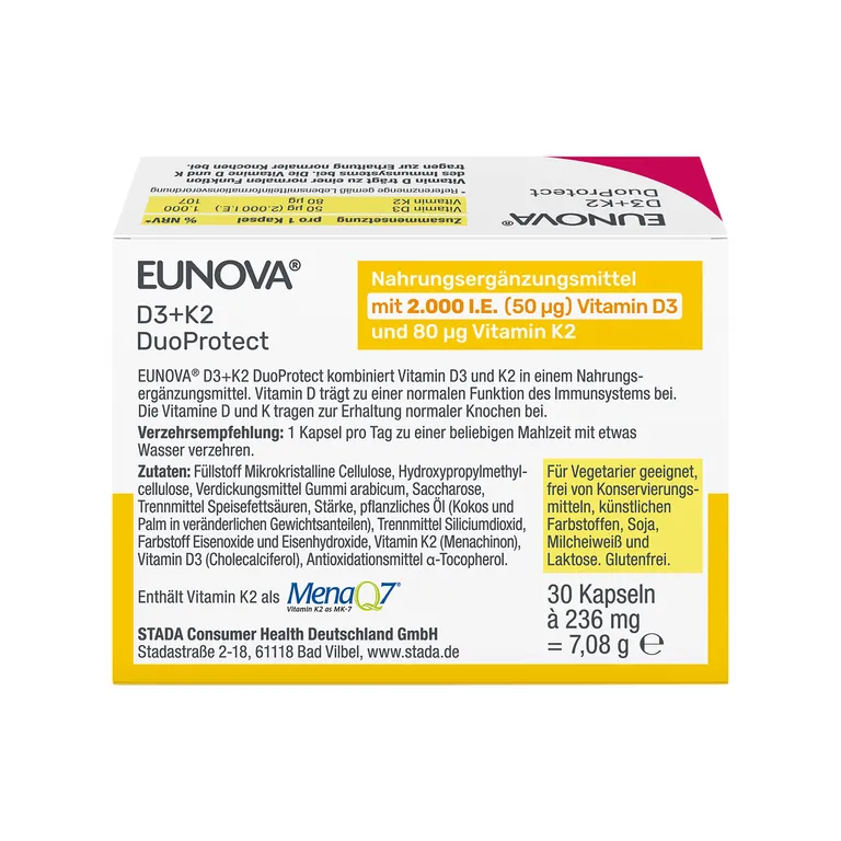 Shopapotheke EUNOVA® DuoProtect Vitamin D3+K2 2000 I.E./80 µg Kapseln