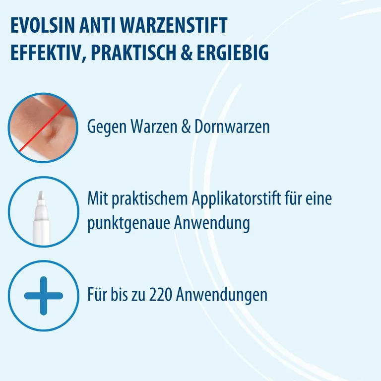 Shopapotheke Evolsin – Anti Warzen Stift Gegen Dornwarzen & Gewöhnliche An Füßen Händen Körper Armen & Beinen – Warzenstift Präzise Hygienisch & Sicher
