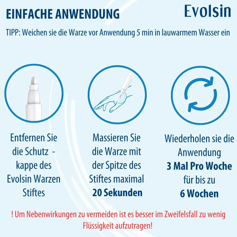 Shopapotheke Evolsin – Anti Warzen Stift Gegen Dornwarzen & Gewöhnliche An Füßen Händen Körper Armen & Beinen – Warzenstift Präzise Hygienisch & Sicher