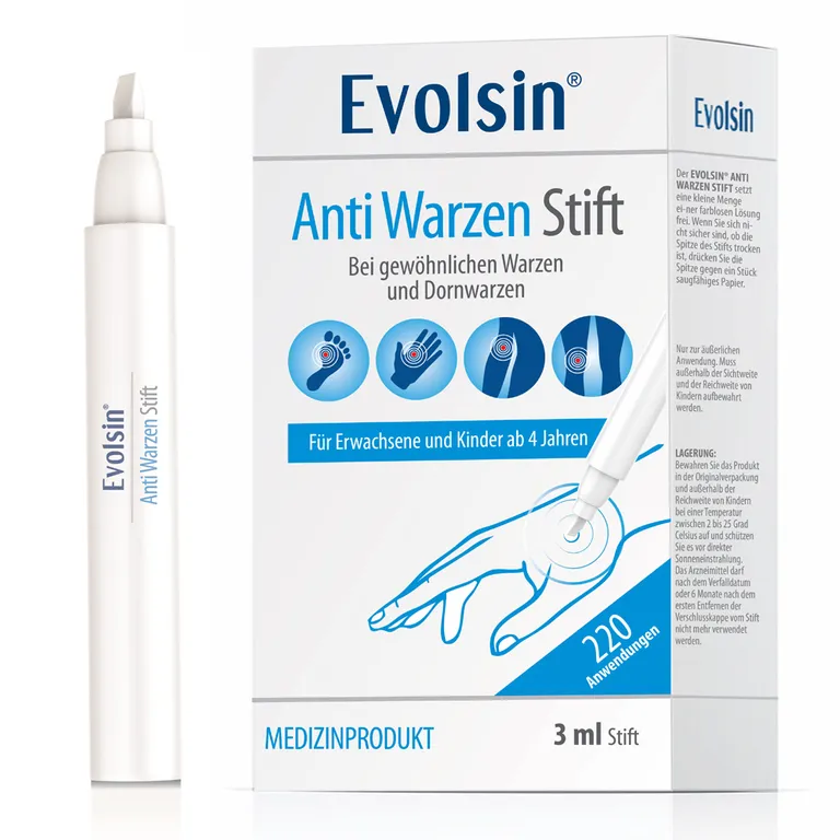 shopapotheke Evolsin – Anti Warzen Stift gegen Dornwarzen & gewöhnliche an Füßen Händen Körper Armen & Beinen – Warzenstift präzise hygienisch & sicher