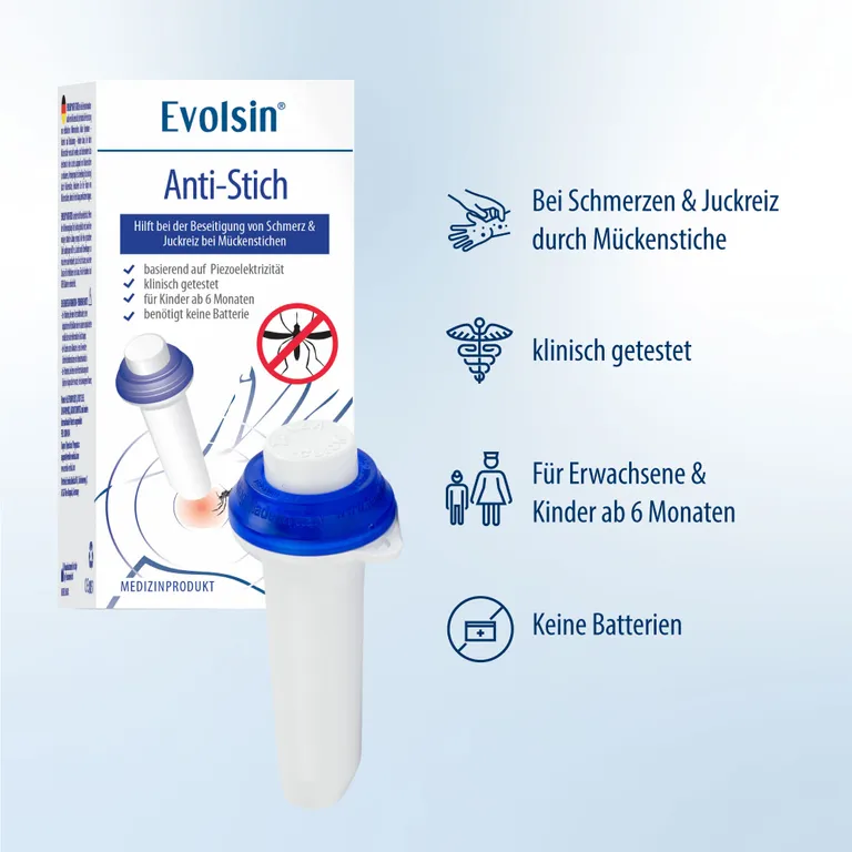 Shopapotheke Evolsin® Anti Stich Zur Behandlung Von Insektenstichen OHNE Chemie & Hitze I Elektrischer Insektenstichheiler Lindert Juckreiz & Schwellungen