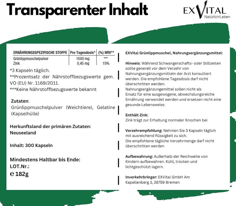 Shopapotheke EXVital® Grünlippmuschel Kapseln Hochdosiert