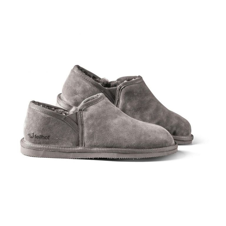 shopapotheke fellhof Hausschuh Komfort Herren grau Innenmaterial 100% Lammfell mit rutschfester Gummisohle