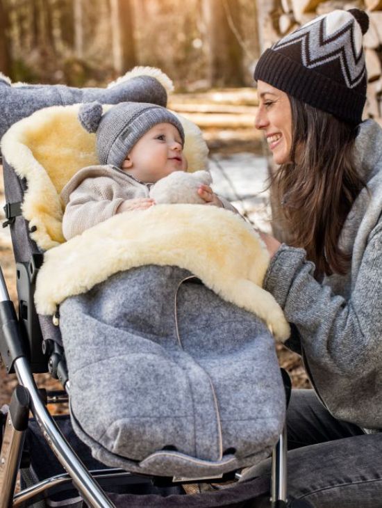 Shopapotheke Fellhof Kinderwagenfellsack CORTINA Filz Hellgrau 40 X 98 Cm Innenmaterial: 100% Merino-Lammfell