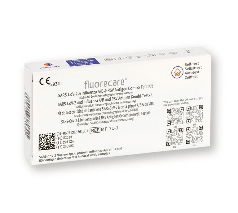 shopapotheke Fluorecare Kombitest SARS-CoV-2 & Influenza A/B & RSV + Gratis BLT Desinfektionsmittel