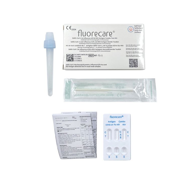 shopapotheke fluorecare® 4in1 SARS-CoV-2 Influenza A/B & RSV Combo-Schnelltest + Gratis Nanovio FFP2 Maske