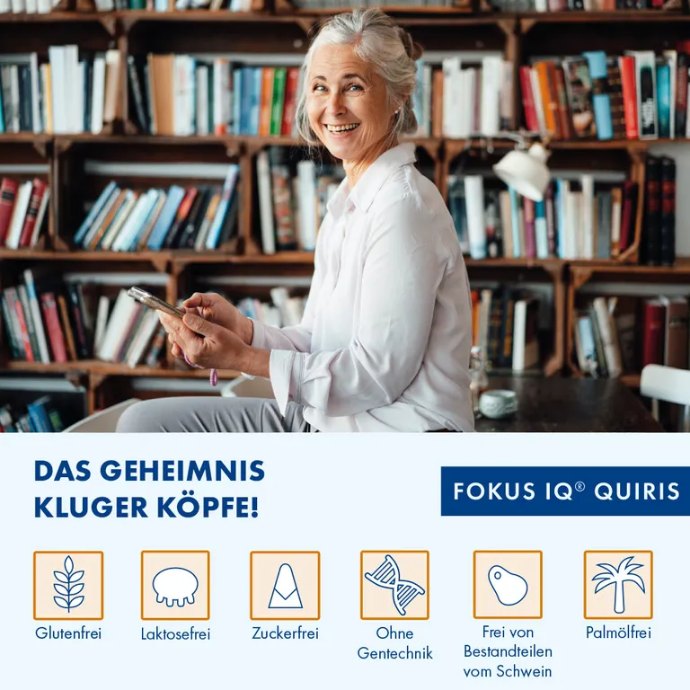 Shopapotheke FOKUS IQ QUIRIS Zur Unterstützung Geistiger Leistungsfähigkeit Mit Omega-3 Und 6 Und Vitamin-Mineralstoff Komplex