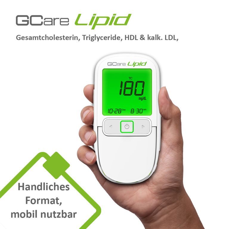Shopapotheke Gcare LIPID Gesamtcholesterin Messsystem Mit Teststeifen Und Lanzetten Und Etui