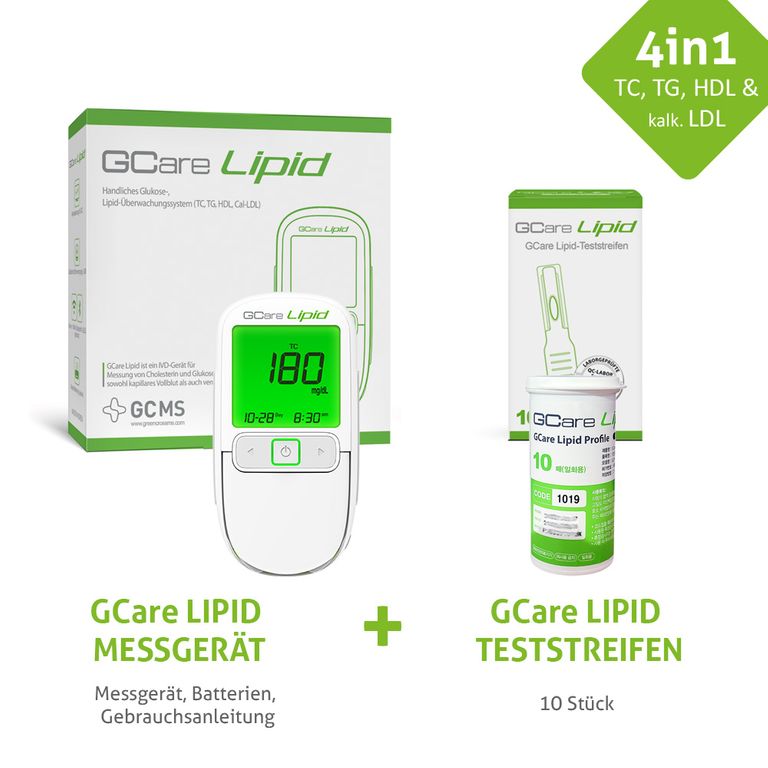 Shopapotheke Gcare LIPID Gesamtcholesterin Messsystem Mit Teststeifen Und Lanzetten Und Etui