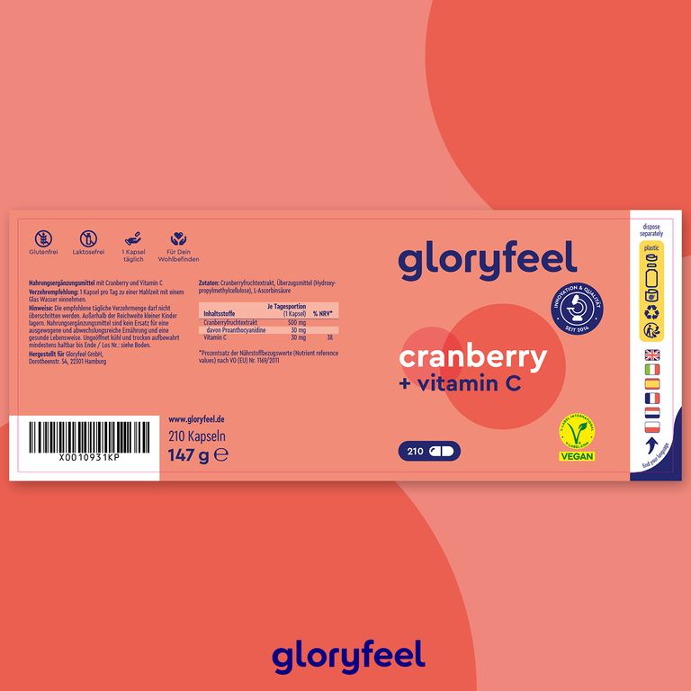 Shopapotheke Gloryfeel® Cranberry Extrakt + Vitamin C Kapseln