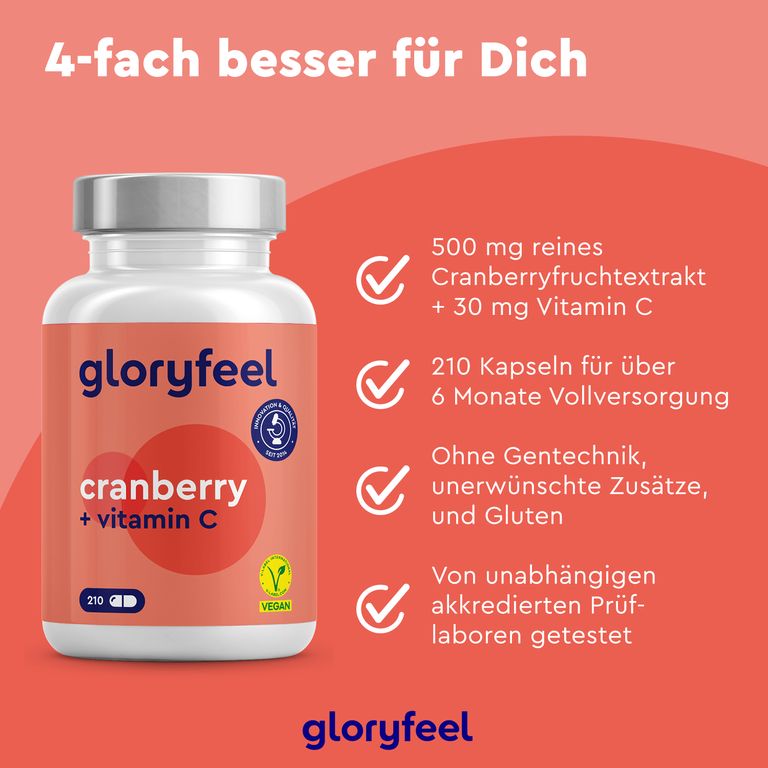 Shopapotheke Gloryfeel® Cranberry Extrakt + Vitamin C Kapseln