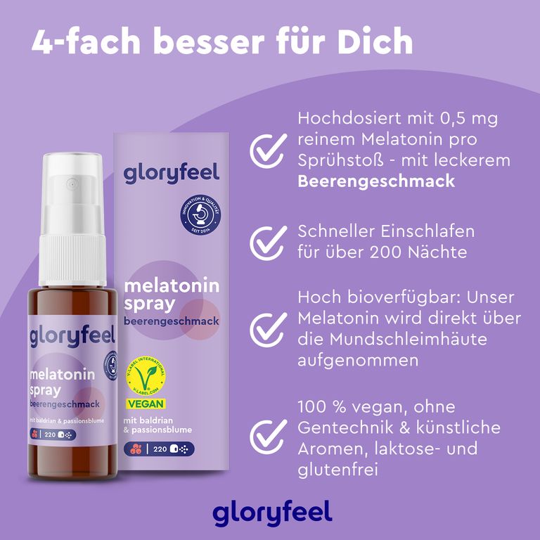 Shopapotheke Gloryfeel® Melatonin + Baldrian Lavendel & Melisse Spray Beere