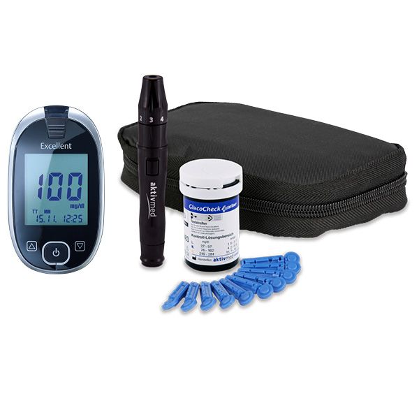 Shopapotheke GlucoCheck Excellent Messgerät (mmol/L) + 60 Teststreifen