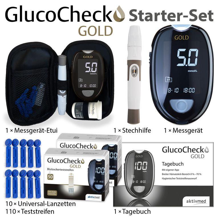 Shopapotheke GlucoCheck GOLD Messgerät (mmol/L) + 110 Teststreifen