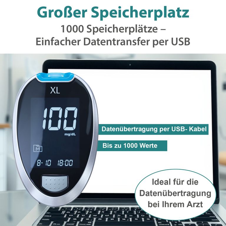Shopapotheke GlucoCheck XL Blutzuckermessgerät [mg/dl] + 60 Teststreifen