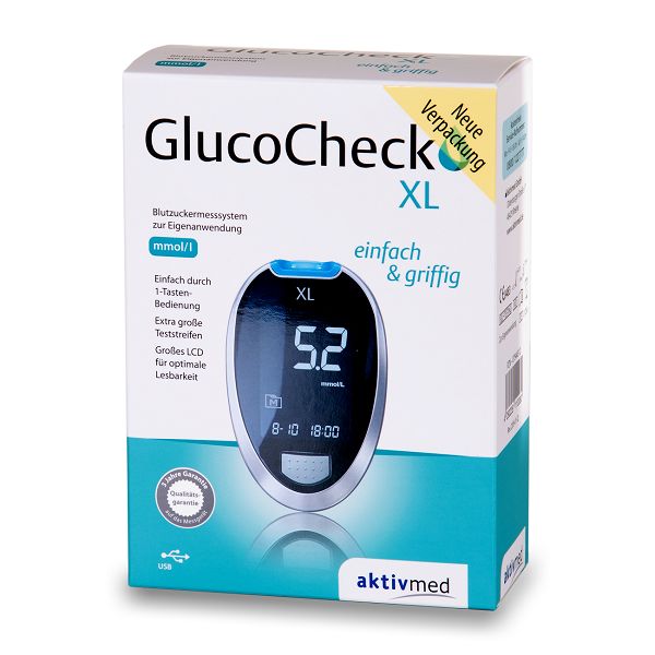 Shopapotheke GlucoCheck XL Messgerät [mmol/L] Zur Kontrolle Des Blutzuckers Bei Diabetes Mell