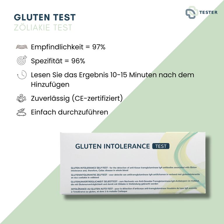 Shopapotheke Gluten Test - Zöliakie Test - Glutenunverträglichkeit Selbsttest - The Tester