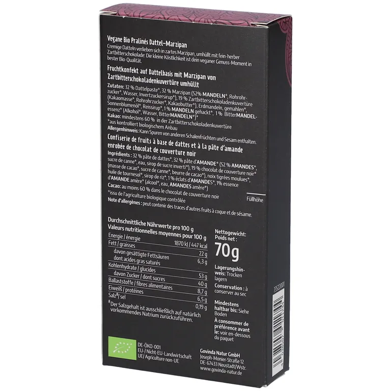 Shopapotheke Govinda Vegane Bio Pralinés Dattel-Marzipan