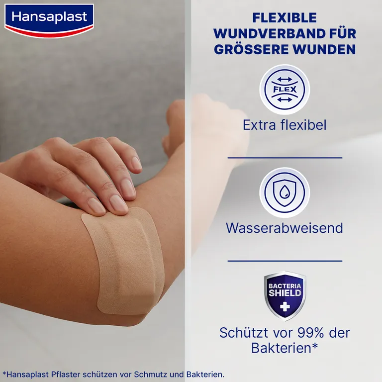 Shopapotheke Hansaplast Flexible Wundverband Für Größere Wunden 6 X 9 5 Cm